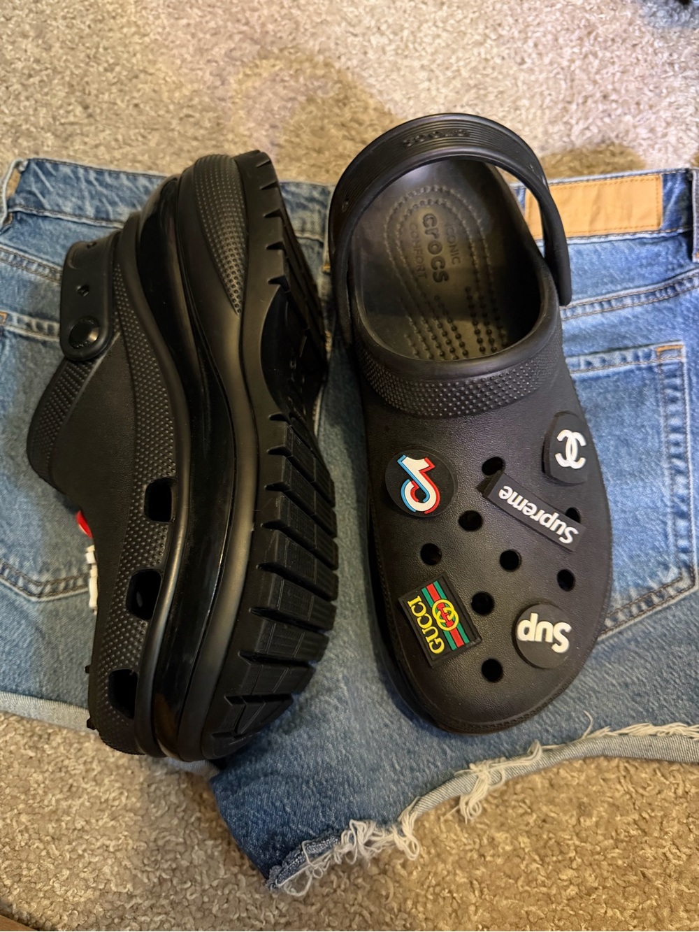 CROCS Kids Black Clog with Branded Charm Pins